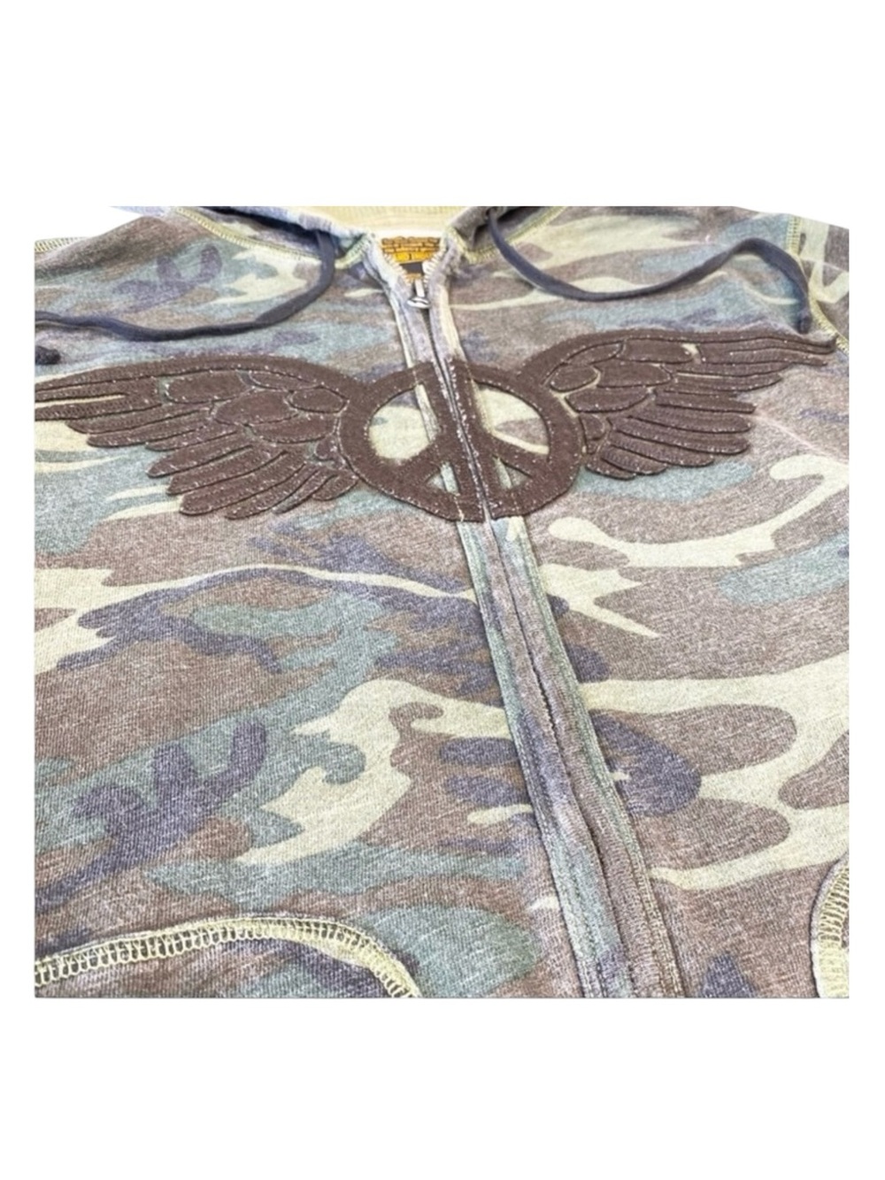 VHTF: new Lucky Brand シ Embroidered Winged Peace Sign Zip Hoodie Sweatshirt シ S - Picture 12 of 16